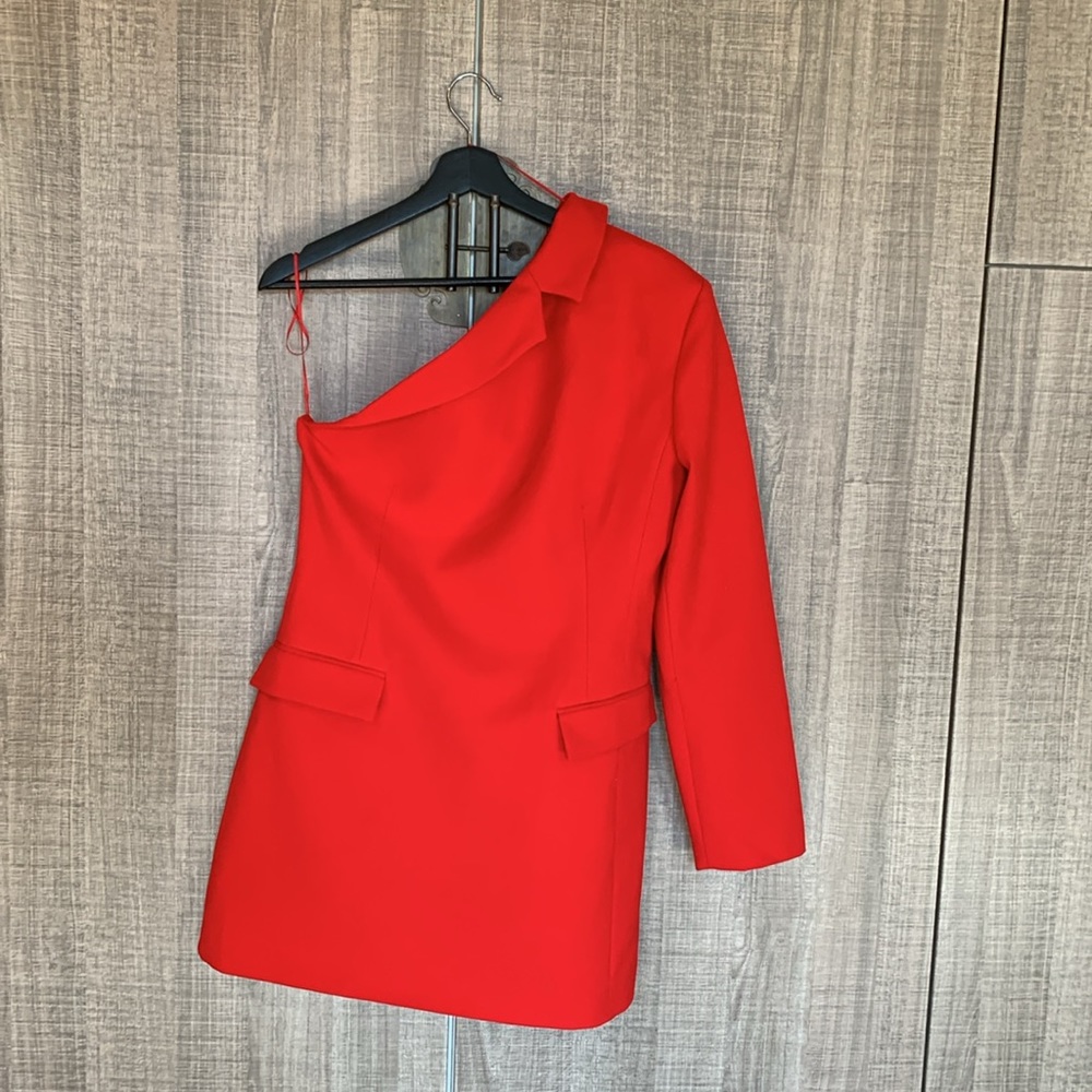 Zara One Shoulder Asymmetrical Blazer Dress - Picture 4 of 14